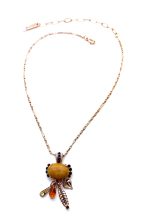 Necklace Pendant by Mariana Woman Precious Yellow Jasper Mineral and Amber Swarovski Crystals - Image 3