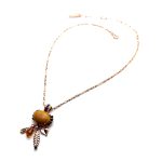 Necklace Pendant by Mariana Woman Precious Yellow Jasper Mineral and Amber Swarovski Crystals - Image 2