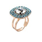 Ring by Mariana Woman Elegant Aquamarine and Clear Swarovski Crystals