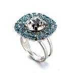 Ring by Mariana Woman Glamorous Aquamarine and Clear Swarovski Crystals