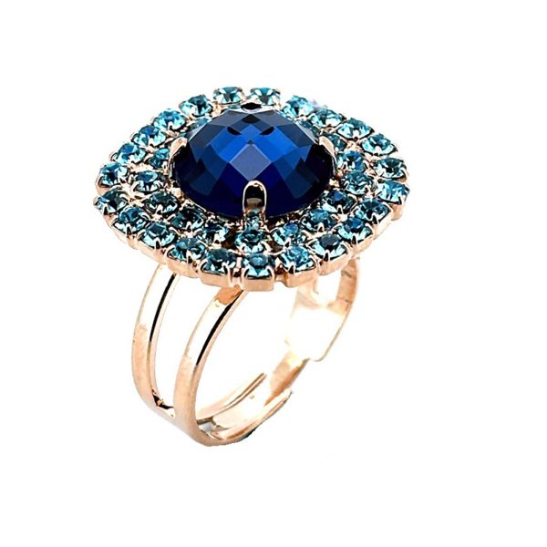 Ring by Mariana Woman Exquisite Blue and Aquamarine Swarovski Crystals