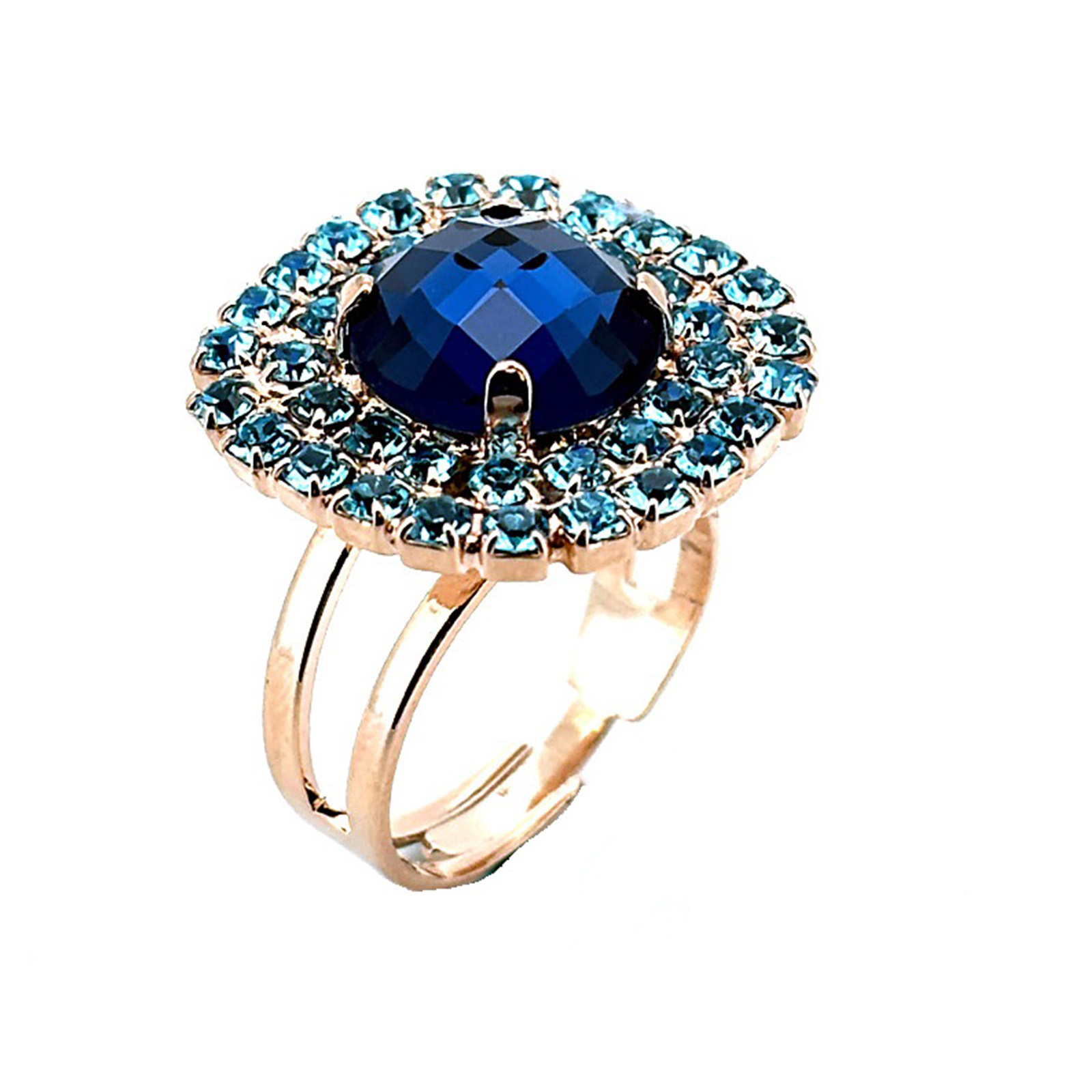 R-7137-11-202255-RG (3) Ring by Mariana Woman Exquisite Blue and Aquamarine Swarovski Crystals - Image 1