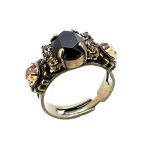 Ring by Mariana Woman Timeless Jet and Topaz Swarovski Crystals - Image 2