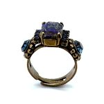 Ring by Mariana Woman Classy Lapis Lazuli Mineral and Montana Swarovski Crystals - Image 2
