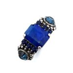 Ring by Mariana Woman Gorgeous Lapis Lazuli Mineral and Montana Swarovski Crystals - Image 3