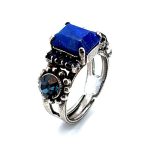 Ring by Mariana Woman Gorgeous Lapis Lazuli Mineral and Montana Swarovski Crystals