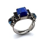 Ring by Mariana Woman Gorgeous Lapis Lazuli Mineral and Montana Swarovski Crystals - Image 2