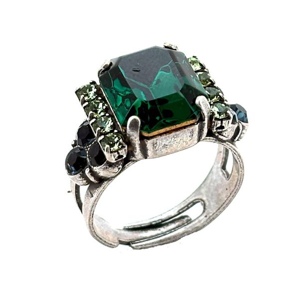 Ring by Mariana Woman Exquisite Emerald and Montana Swarovski Crystals