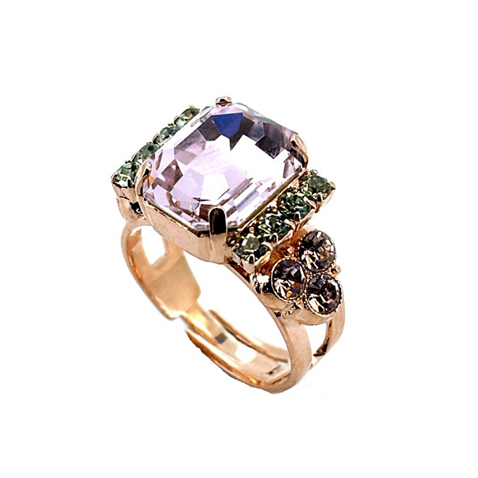 R-7510-5001-RG (1) Ring by Mariana Woman Lovely Rose and Peridot Swarovski Crystals - Image 1