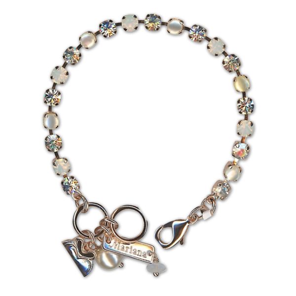Bracelet by Mariana Woman Timeless White Shell Mineral and Clear Swarovski Crystals