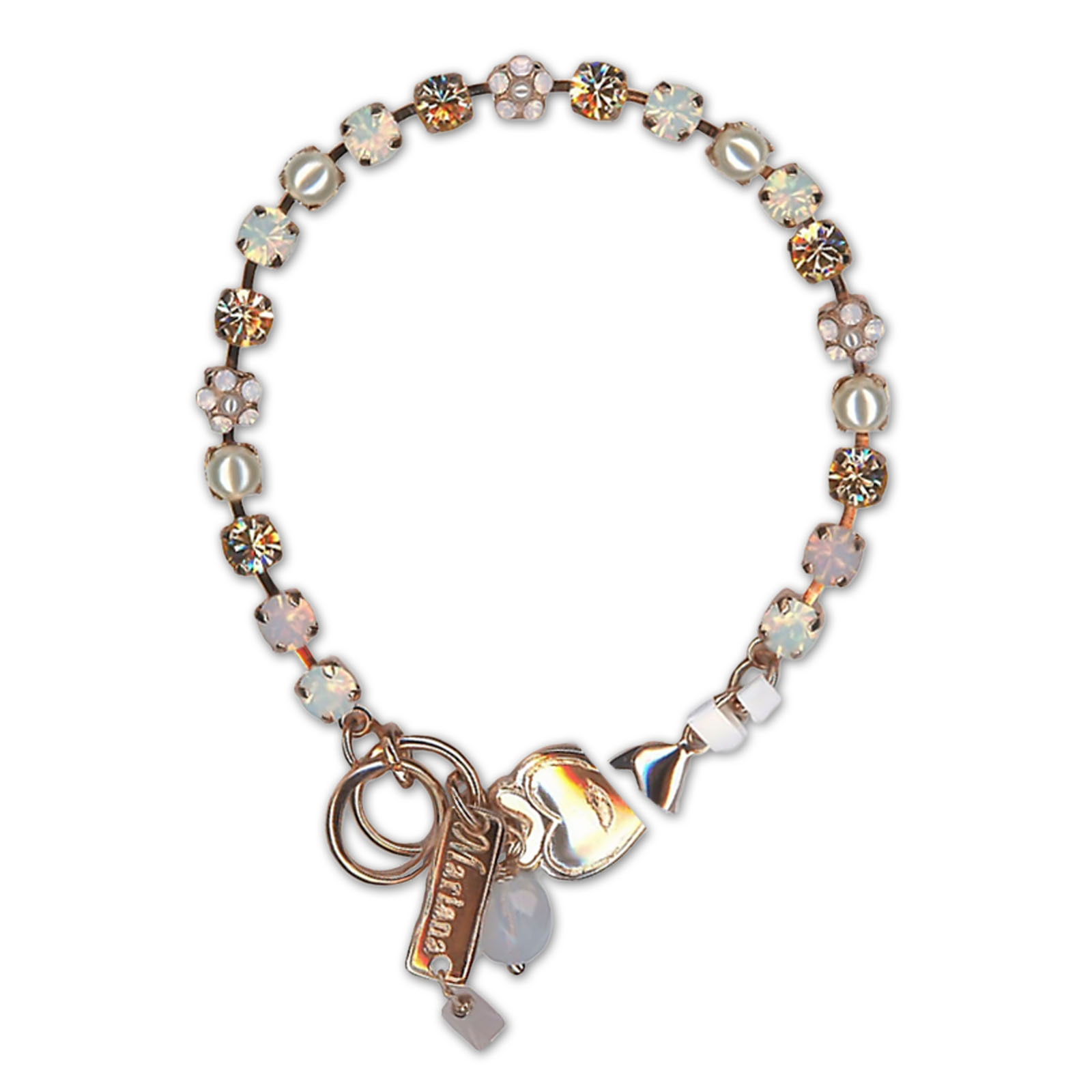 B-4008-2333P-RG (1) Bracelet by Mariana Woman Lovely Pearl and Pink Swarovski Crystals - Image 1