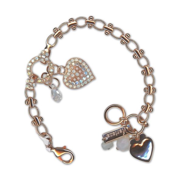 Bracelet by Mariana Woman Heart Dangle Clear and Opal Swarovski Crystals