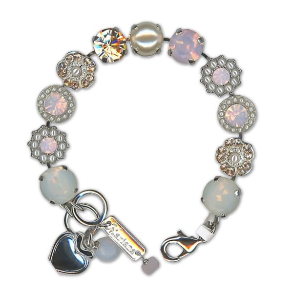 Bracelet by Mariana Woman Lovely Pink and Pearl Swarovski Crystals