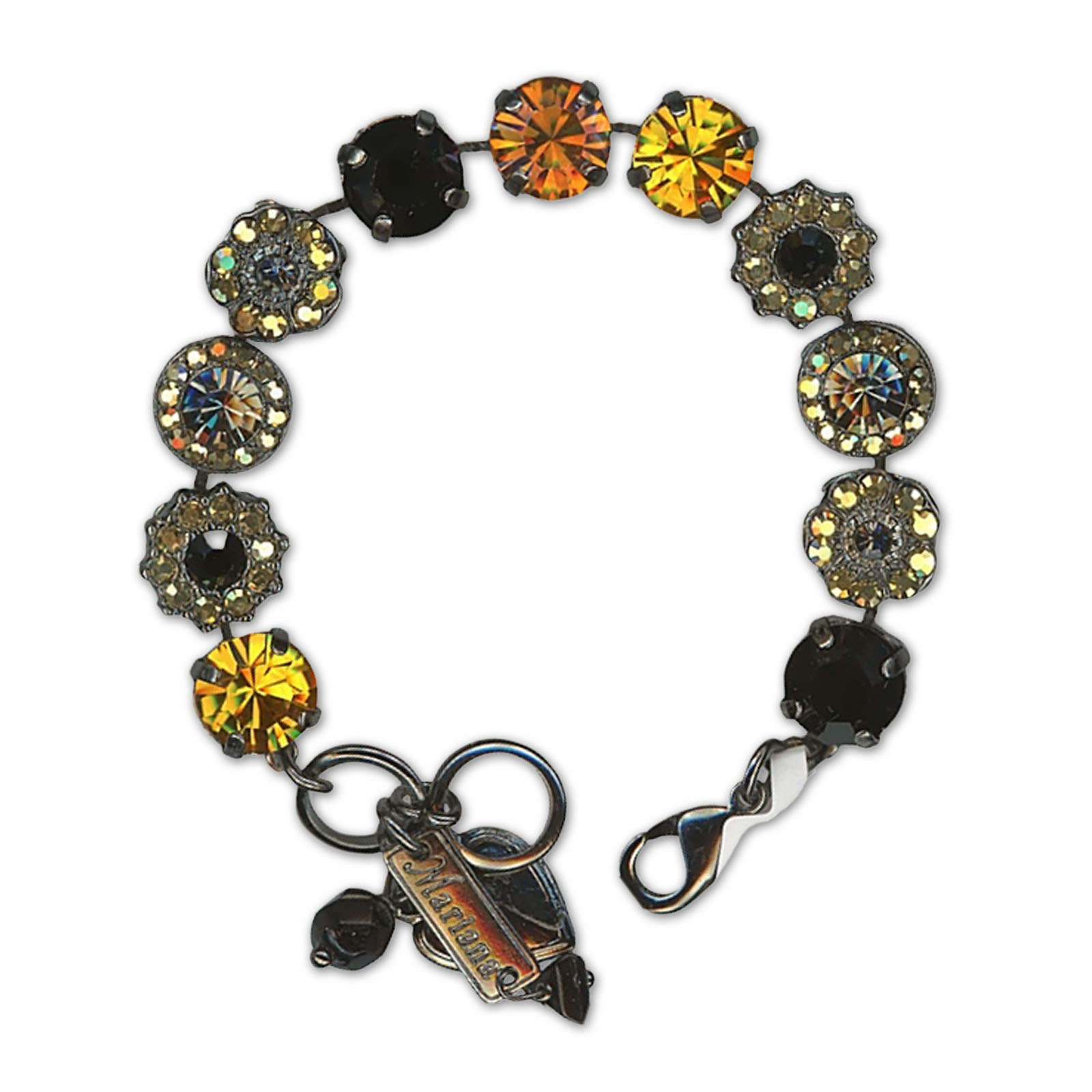 B-4084-280-8-SP (3) Bracelet by Mariana Woman Exquisite Jet and Topaz Swarovski Crystals - Image 1