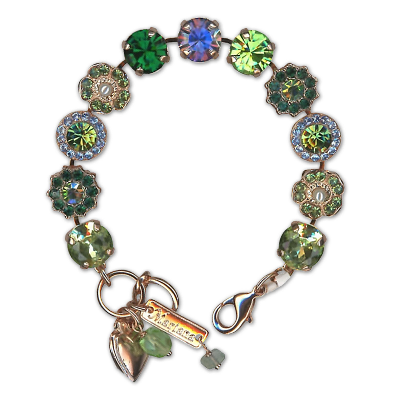 B-4084-5016-RG (3) Bracelet by Mariana Woman Fab Emerald and Peridot Swarovski Crystals - Image 1