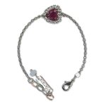 Bracelet by Mariana Woman Heart Encrusted Fuchsia and Clear Swarovski Crystals