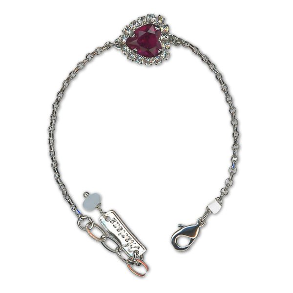 Bracelet by Mariana Woman Heart Encrusted Fuchsia and Clear Swarovski Crystals