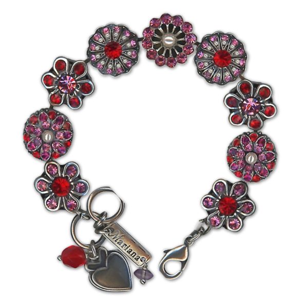 Bracelet by Mariana Woman Beautiful Siam and Rose Swarovski Crystals