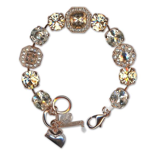 Bracelet by Mariana Woman Luxurious Peach and Golden Swarovski Crystals