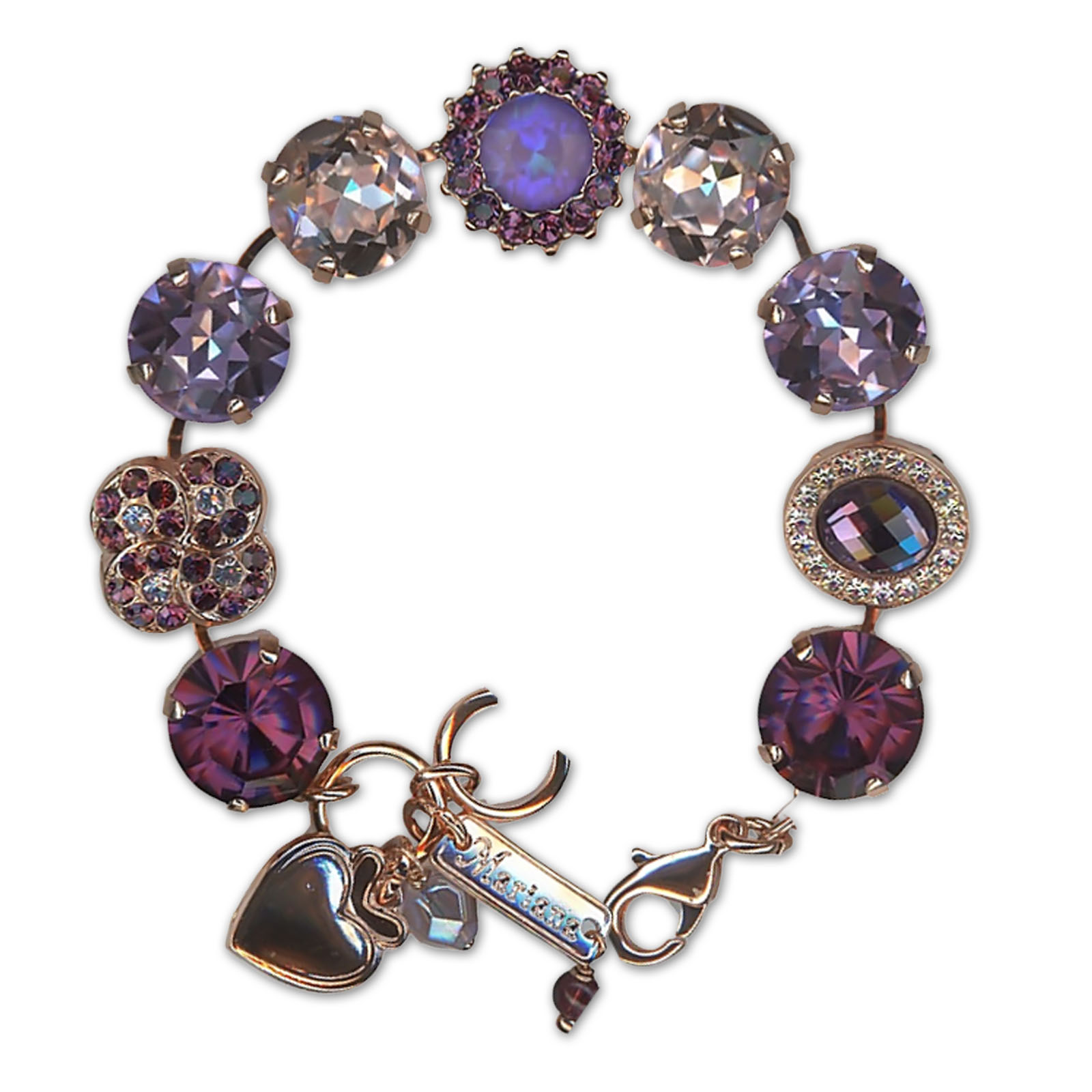 B-4195-3-5015-RG (3) Bracelet by Mariana Woman Sophisticated Amethyst Swarovski Crystals - Image 1
