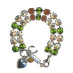 Bracelet by Mariana Woman Two-tier Olivine and Golden Swarovski Crystals