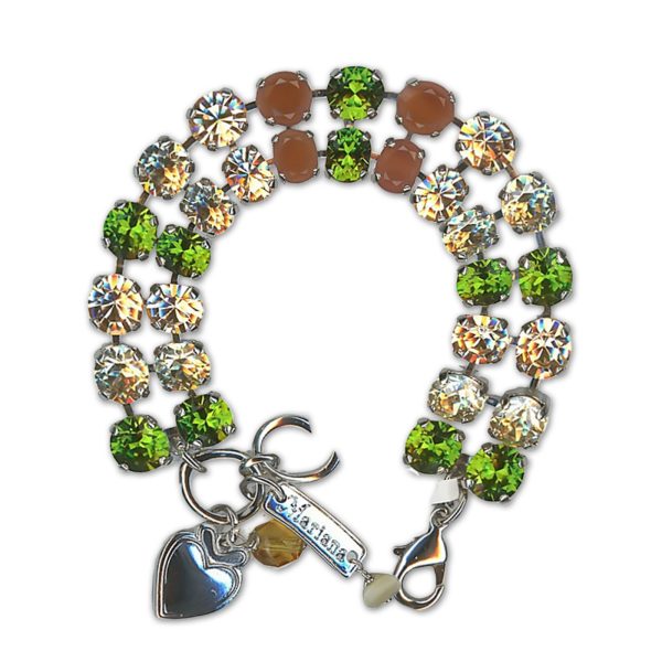 Bracelet by Mariana Woman Two-tier Olivine and Golden Swarovski Crystals
