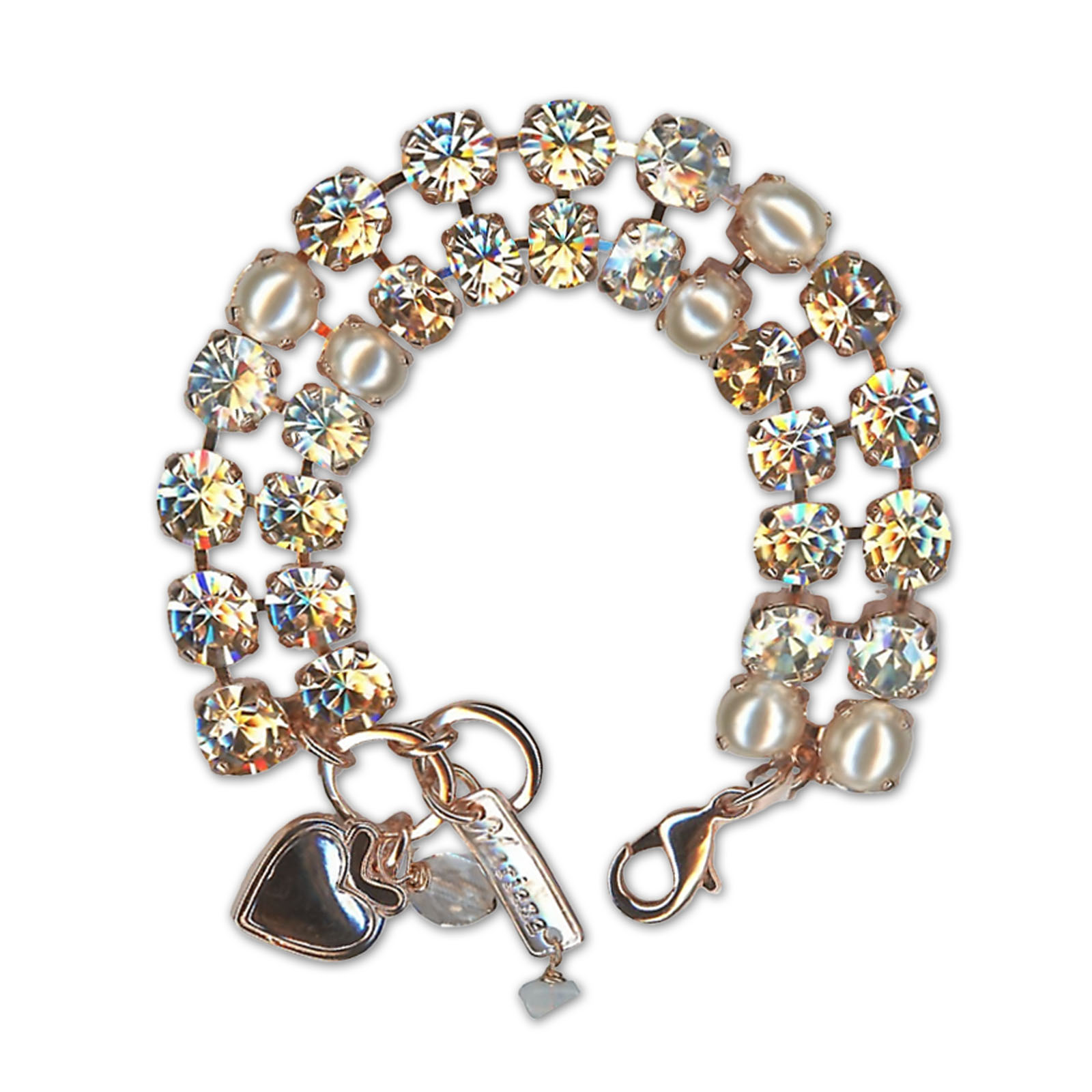B-4222-5005-RG (1) Bracelet by Mariana Woman Timeless Pearl and Silk Swarovski Crystals - Image 1