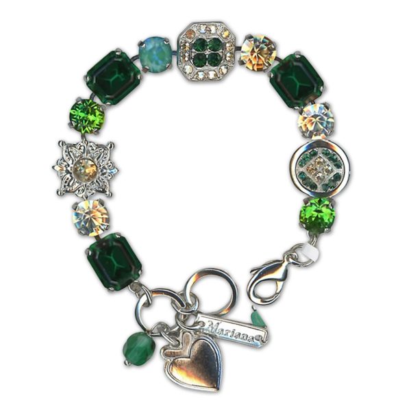 Bracelet by Mariana Woman Sophisticated Emerald and Clear Swarovski Crystals