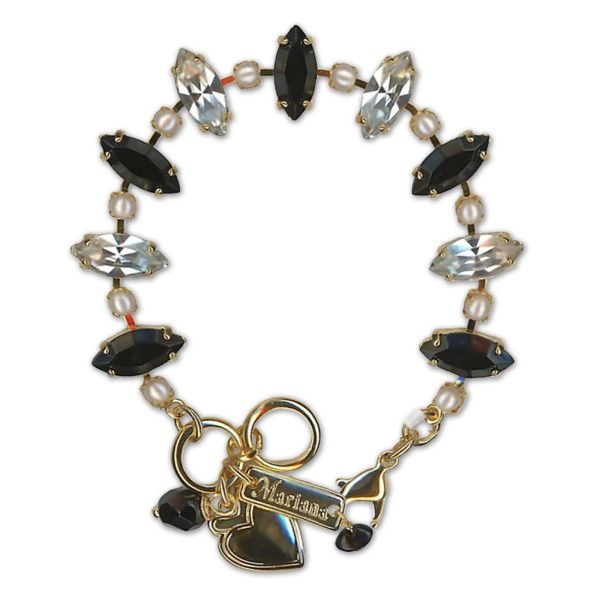 Bracelet by Mariana Woman Exquisite Clear and Jet Swarovski Crystals