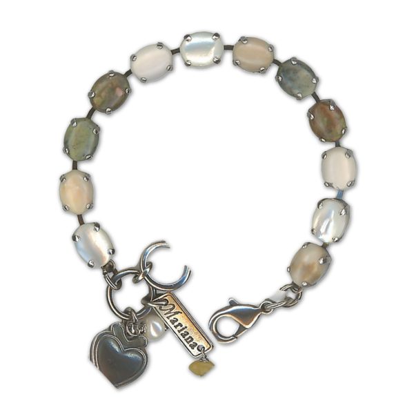 Bracelet by Mariana Woman Timeless White Shell Mineral and Riverstone Swarovski Crystals