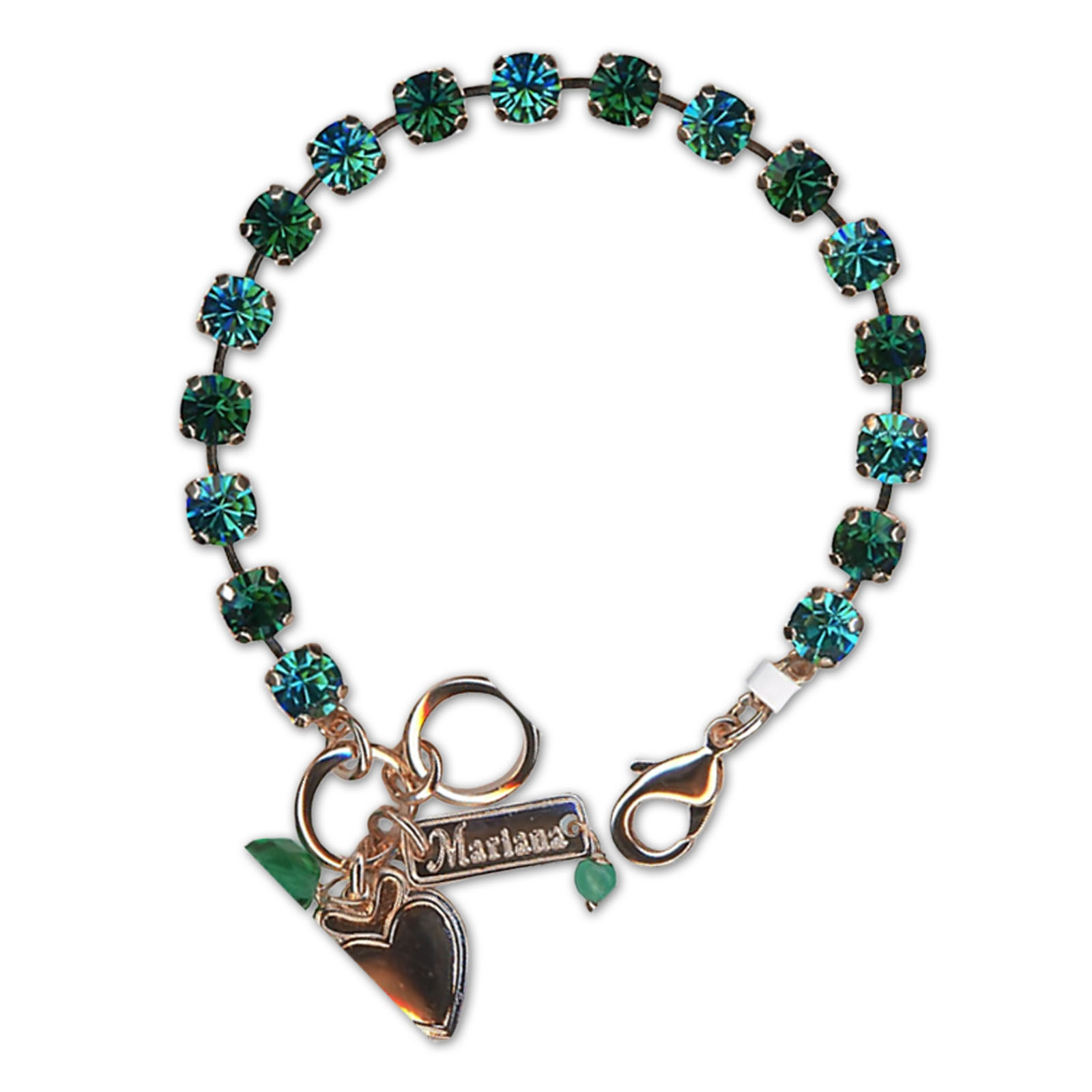 B-4430-229205-RG (3) Bracelet by Mariana Woman Classy Emerald and Zircon Swarovski Crystals - Image 1