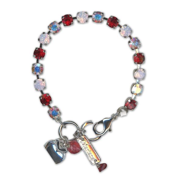 Bracelet by Mariana Woman Beautiful Red and Pink Swarovski Crystals