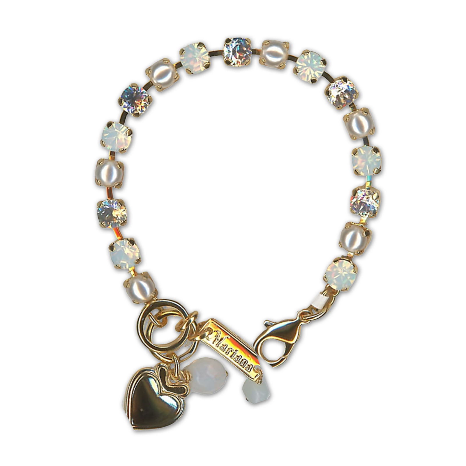 B-4430-2340-YG (1) Bracelet by Mariana Woman Ethereal Pearl and Clear Swarovski Crystals - Image 1