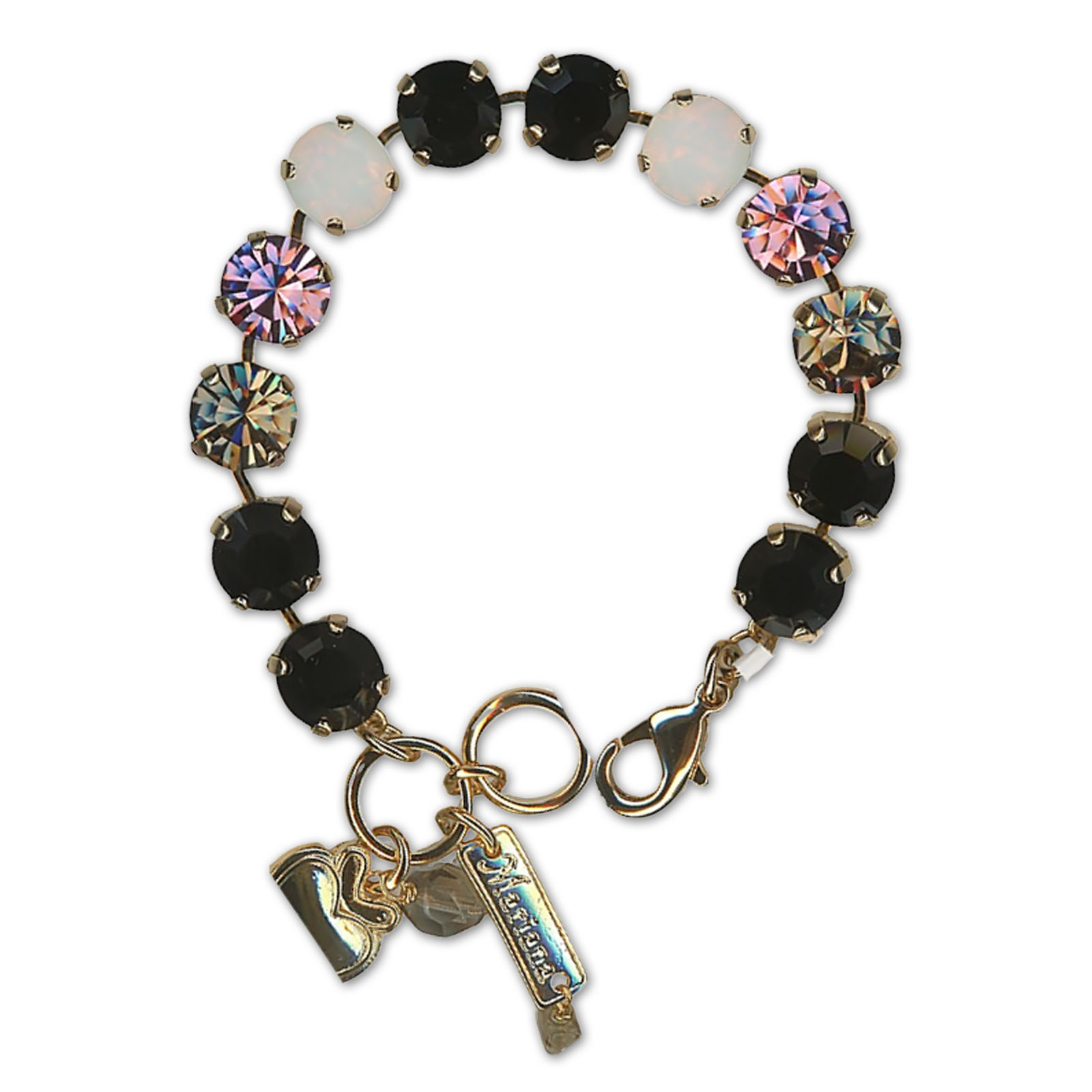 B-4445-1-1320-YG (2) Bracelet by Mariana Woman Beautiful Jet and Rose Swarovski Crystals - Image 1