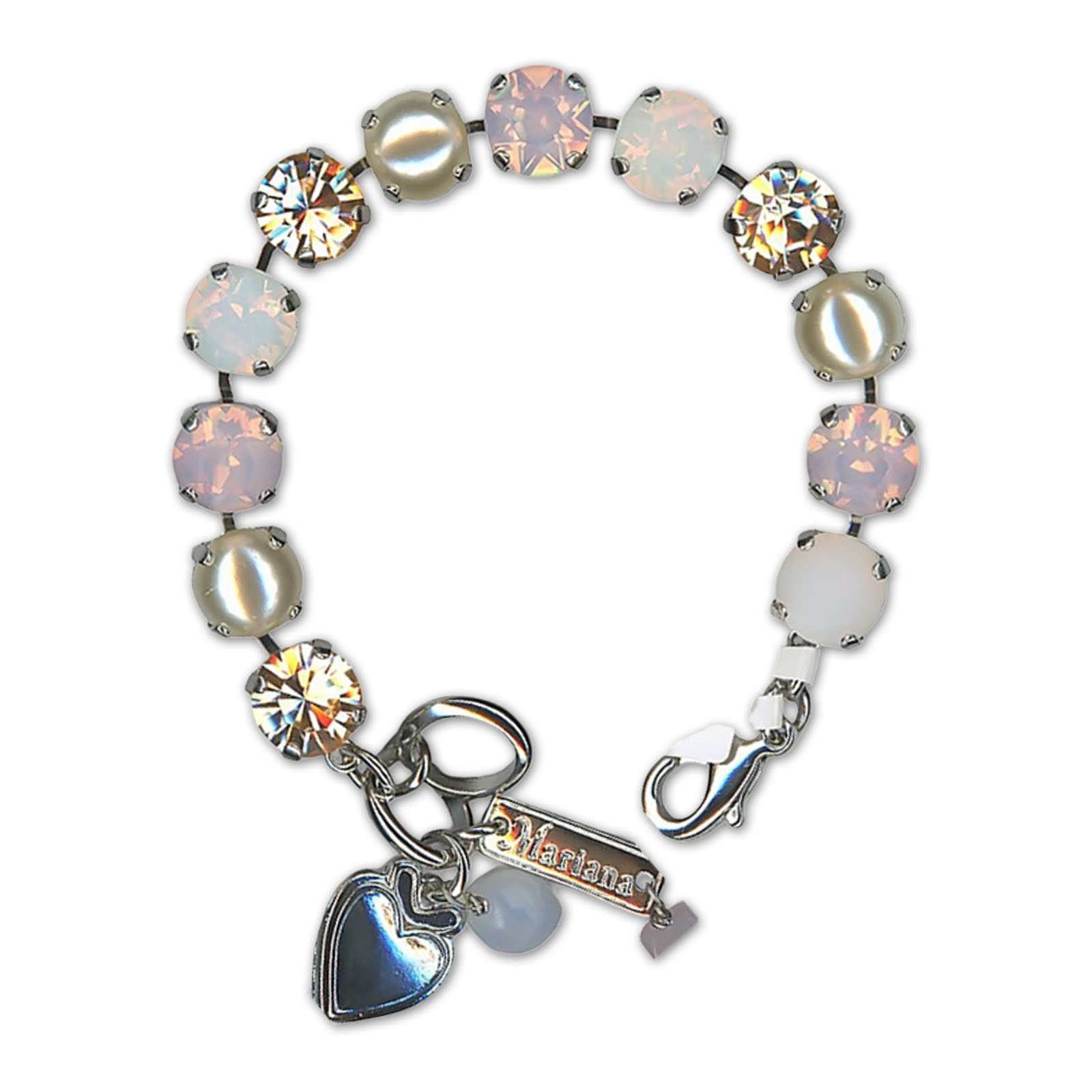 B-4445-1-2333P-RO (3) Bracelet by Mariana Woman Beautiful Pearl and Opal Swarovski Crystals - Image 1