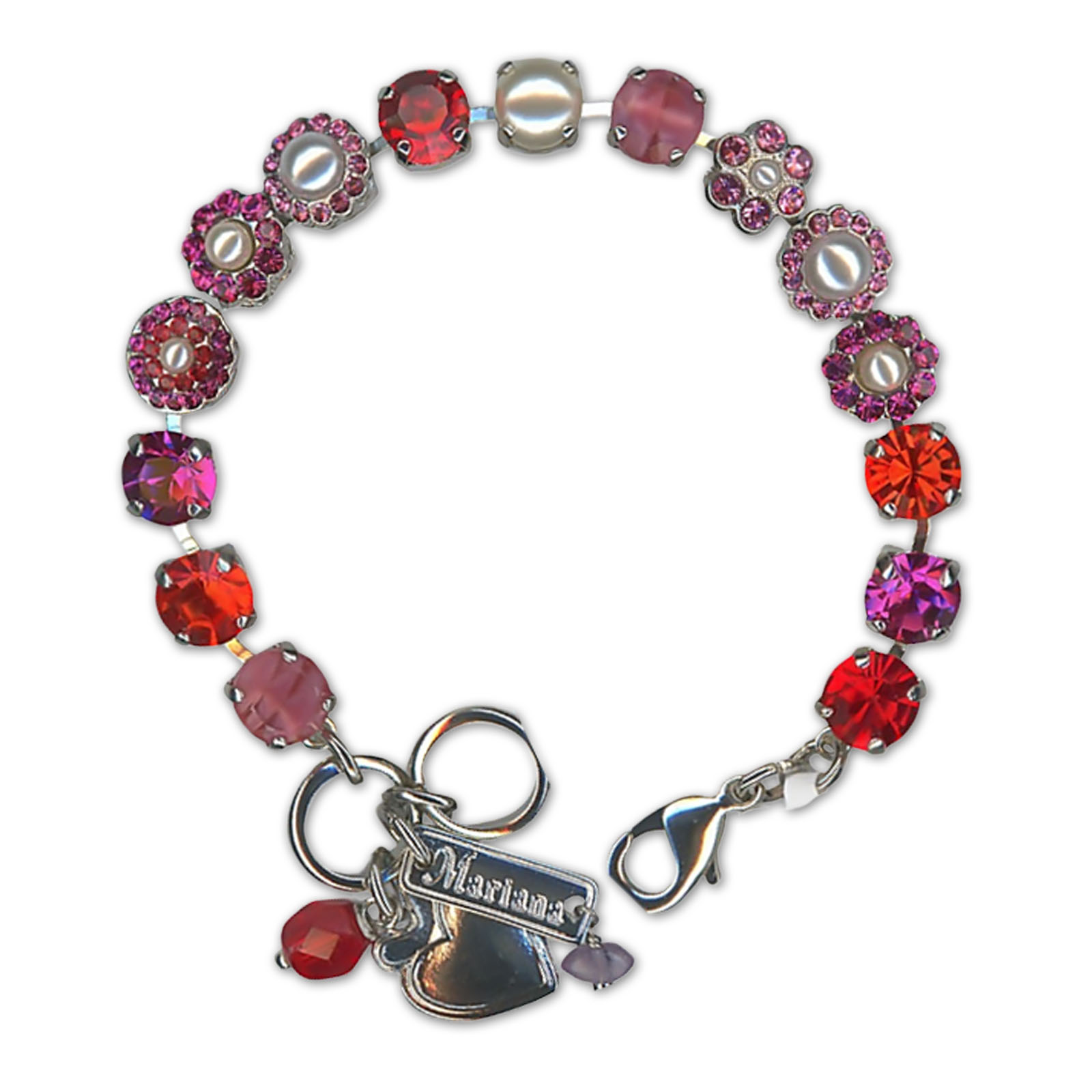 B-4479-1166-SP (3) Bracelet by Mariana Woman Chic Siam and Fuchsia Swarovski Crystals - Image 1