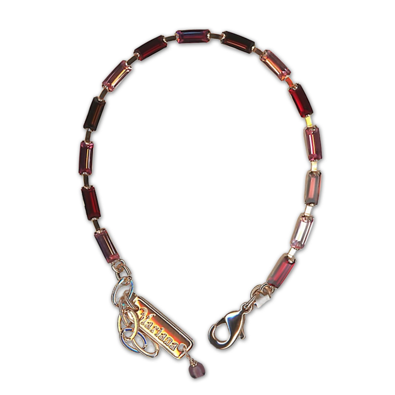 B-4518-1-1091-RG (3) Bracelet by Mariana Woman Sleek Ruby and Peach Swarovski Crystals - Image 1