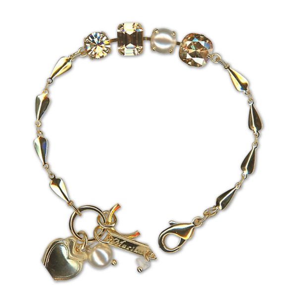 Bracelet by Mariana Woman Sleek Pearl and Golden Swarovski Crystals
