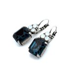 Earrings By Mariana Woman Classic Montana Blue and Opal Swarovski Crystals - Image 4