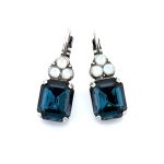 Earrings By Mariana Woman Classic Montana Blue and Opal Swarovski Crystals