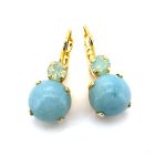 Earrings By Mariana Woman Amazonite Mineral and Chrysolite Swarovski Crystals - YG - Image 2