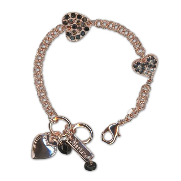 Bracelet by Mariana Woman Heart Encrusted Jet and Black Diamond Swarovski Crystals