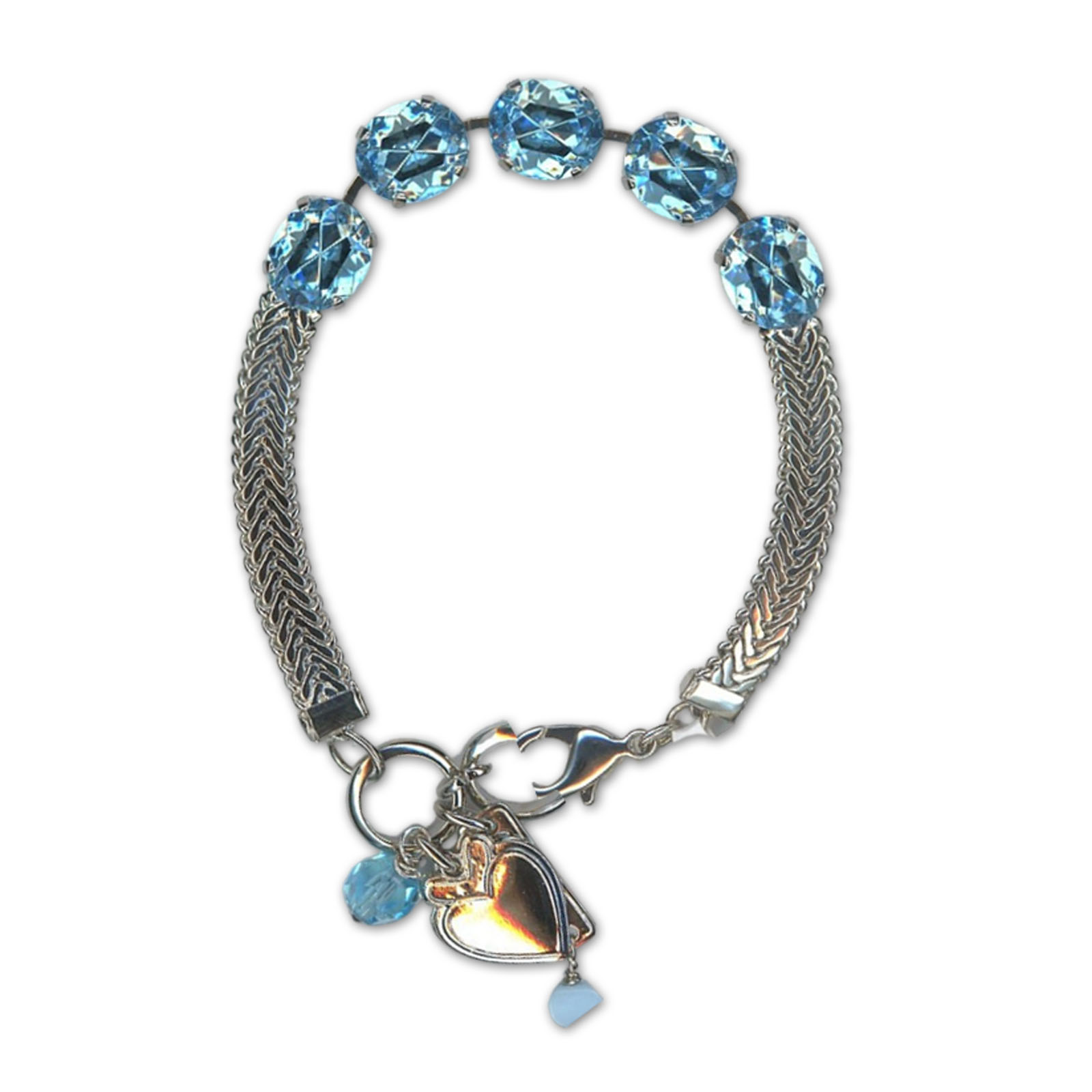 B-4023-10-202202-RO (2) Bracelet by Mariana Woman Charming Aquamarine Swarovski Crystals - Image 1