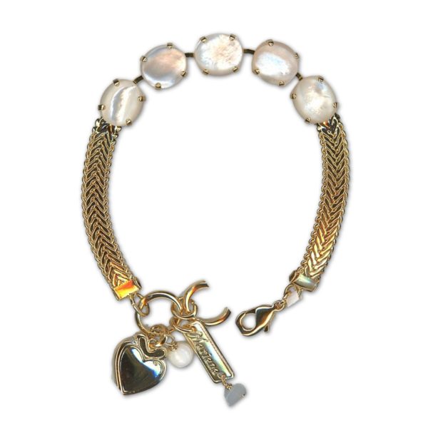 Bracelet by Mariana Woman Timeless White Shell Mineral Swarovski Crystals