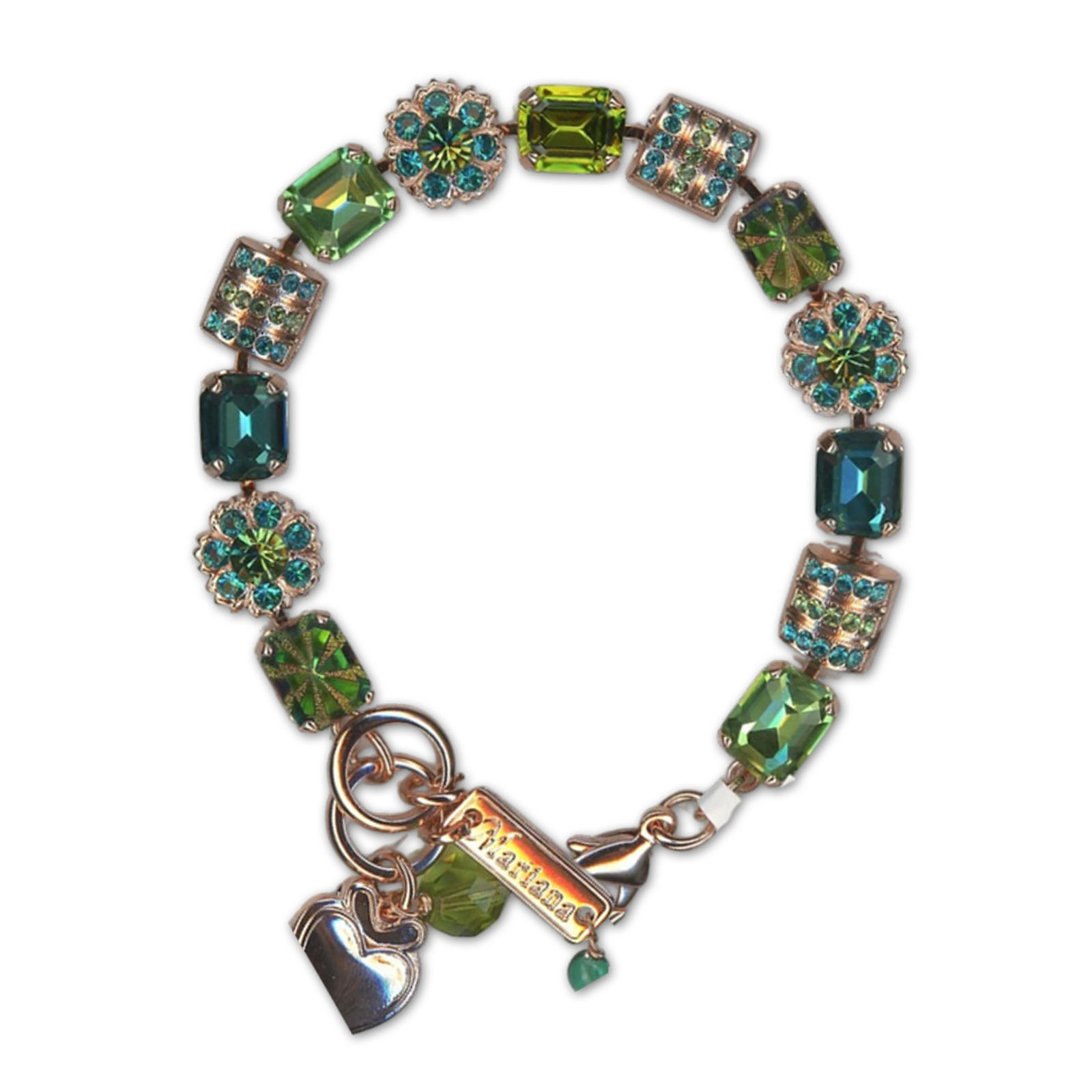 B-4099-2290-RG (1) Bracelet by Mariana Woman Alluring Olivine and Zircon Swarovski Crystals - Image 1