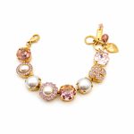 Bracelet By Mariana Woman Glamorous Violet and Pearls Swarovski Crystals-YG