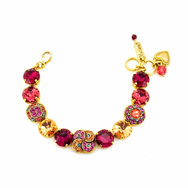Bracelet By Mariana Woman Gorgeous Pink and Sapphire Swarovski Crystals-YG