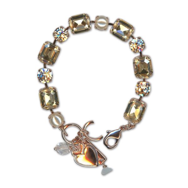 Bracelet by Mariana Woman Timeless Golden and Pearl Swarovski Crystals