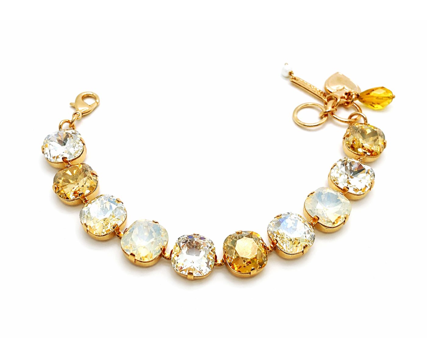 B-4326-2-1078-YG (3) Bracelet By Mariana Woman Classy Opal and Golden Swarovski Crystals-YG - Image 1