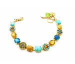 Bracelet By Mariana Woman Jasper and Turquoise Minerals and Opal Swarovski Crystals-YG - Image 3